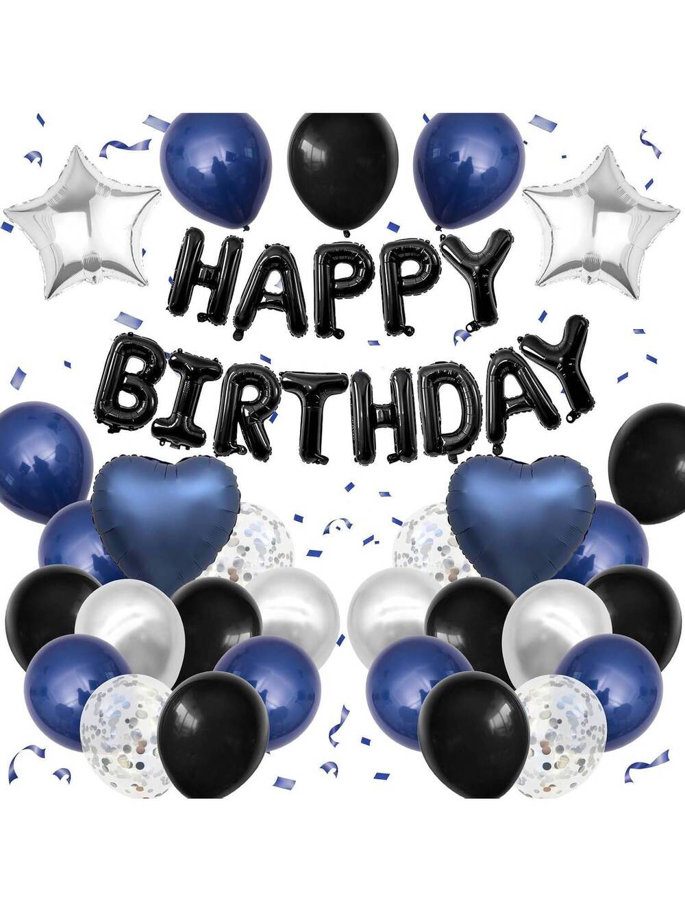 Premium Navy Blue & Black Men's Birthday Balloon Decor Kit